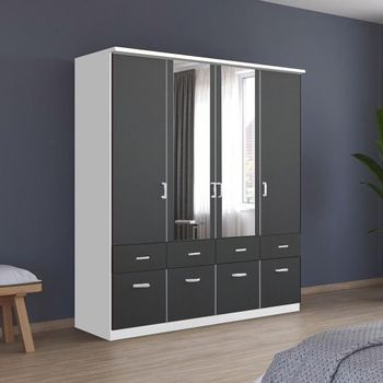Celle Alpine White and Metallic Dark Grey 181cm 4 Door Combi Wardrobe