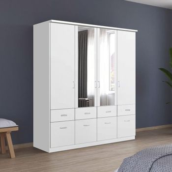 Celle Alpine White 181cm 4 Door Combi Wardrobe
