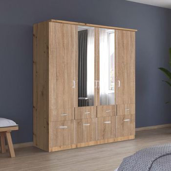 Celle Artisan Oak and Sonoma Oak 181cm 4 Door Combi Wardrobe