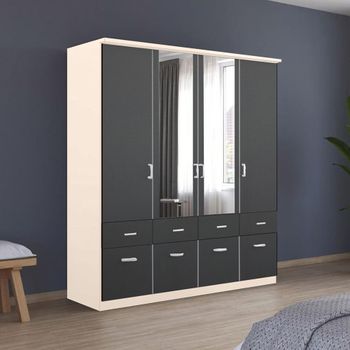 Celle Champagne and Metallic Dark Grey 181cm 4 Door Combi Wardrobe