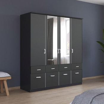 Celle Metallic Dark Grey 181cm 4 Door Combi Wardrobe
