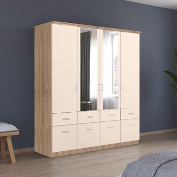 Celle Sonoma Oak and Champagne 181cm 4 Door Combi Wardrobe