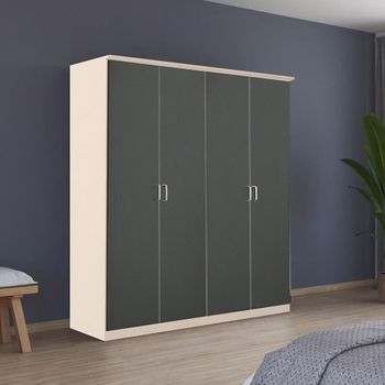 Celle Champagne and Metallic Dark Grey 181cm 4 Door Wardrobe