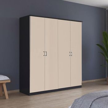 Celle Metallic Dark Grey and Champagne 181cm 4 Door Wardrobe