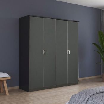 Celle Metallic Dark Grey 181cm 4 Door Wardrobe