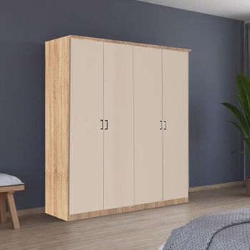 Celle Sonoma Oak and Champagne 181cm 4 Door Wardrobe