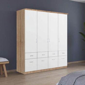 Celle Sonoma Oak and Alpine White 181cm 4 Door Wardrobe with Drawer