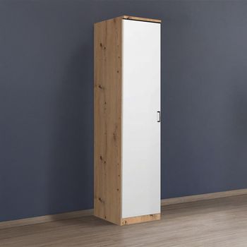 Celle Artisan Oak and Alpine White 47cm 1 Door Lh Wardrobe