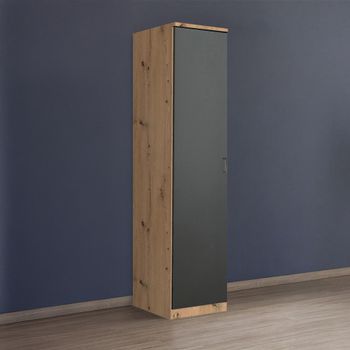 Celle Artisan Oak and Metallic Dark Grey 47cm 1 Door Lh Wardrobe
