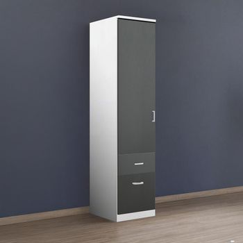 Celle Alpine White and Metallic Dark Grey 47cm 1 Door 2 Drawer Lh Wardrobe