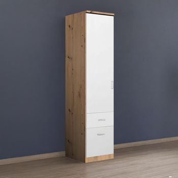 Celle Artisan Oak and Alpine White 47cm 1 Door 2 Drawer Lh Wardrobe