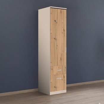 Celle Champagne and Artisan Oak 47cm 1 Door 2 Drawer Lh Wardrobe
