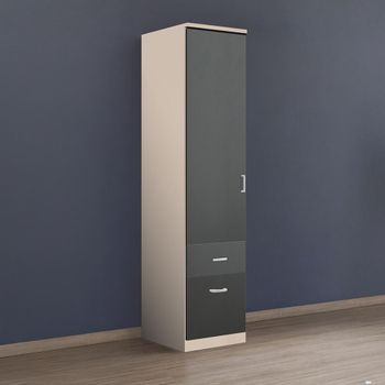 Celle Champagne and Metallic Dark Grey 47cm 1 Door 2 Drawer Lh Wardrobe