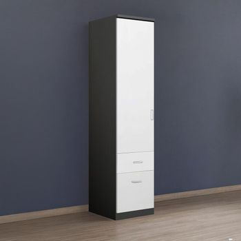 Celle Metallic Dark Grey and Alpine White 47cm 1 Door 2 Drawer Lh Wardrobe