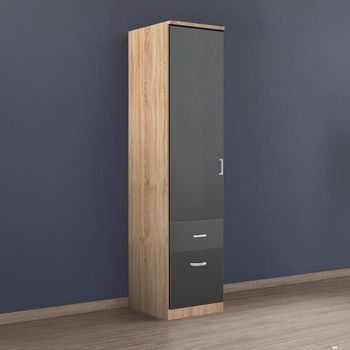 Celle Sonoma Oak and Metallic Dark Grey 47cm 1 Door 2 Drawer Lh Wardrobe