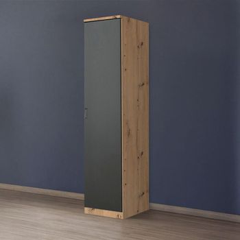 Celle Artisan Oak and Metallic Dark Grey 47cm 1 Door Rh Wardrobe