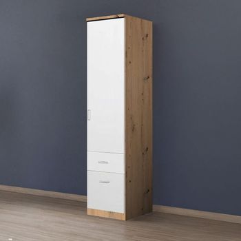 Celle Artisan Oak and Alpine White 47cm 1 Door 2 Drawer Rh Wardrobe