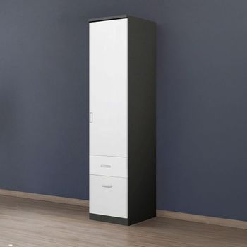 Celle Metallic Dark Grey and Alpine White 47cm 1 Door 2 Drawer Rh Wardrobe