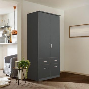 Celle Metallic Dark Grey 91cm 2 Door 4 Drawer Wardrobe