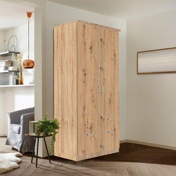 Celle Sonoma Oak and Artisan Oak 91cm 2 Door 4 Drawer Wardrobe