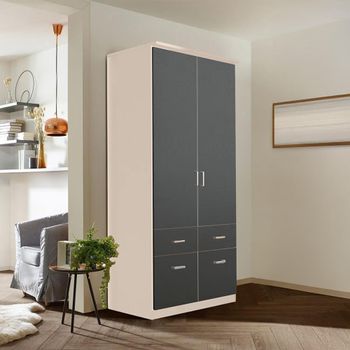 Celle Champagne and Metallic Dark Grey 91cm 2 Door 4 Drawer and Extras Wardrobe