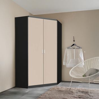 Celle Super Metallic Dark Grey and Champagne 117cm 2 Door Corner Wardrobe