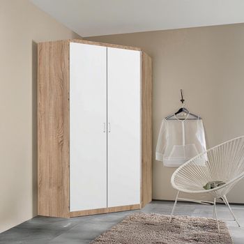 Celle Super Sonoma Oak and Alpine White 117cm 2 Door Corner Wardrobe