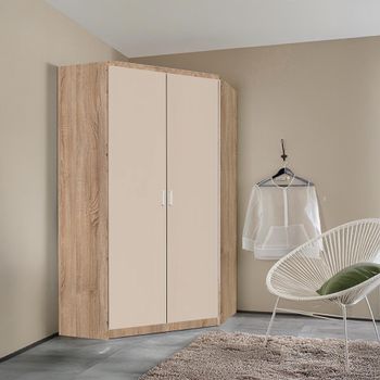 Celle Super Sonoma Oak and Champagne 117cm 2 Door Corner Wardrobe