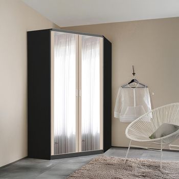 Celle Super Metallic Dark Grey and Champagne 117cm 2 Door Corner Mirror Wardrobe