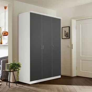 Celle Super Alpine White and Metallic Dark Grey 136cm 3 Door Wardrobe