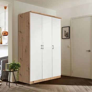 Celle Super Artisan Oak and Alpine White 136cm 3 Door Wardrobe