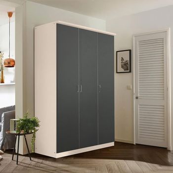 Celle Super Champagne and Metallic Dark Grey 136cm 3 Door Wardrobe