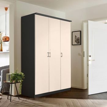Celle Super Metallic Dark Grey and Champagne 136cm 3 Door Wardrobe