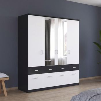 Celle Super Metallic Dark Grey and Alpine White 181cm 4 Door Combi Wardrobe