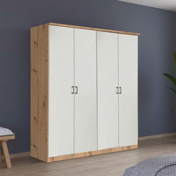 Celle Super Artisan Oak and Alpine White 181cm 4 Door Wardrobe