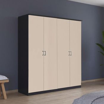 Celle Super Metallic Dark Grey and Champagne 181cm 4 Door Wardrobe