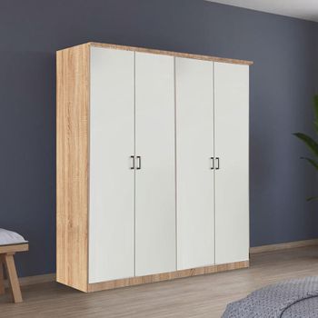 Celle Super Sonoma Oak and Alpine White 181cm 4 Door Wardrobe