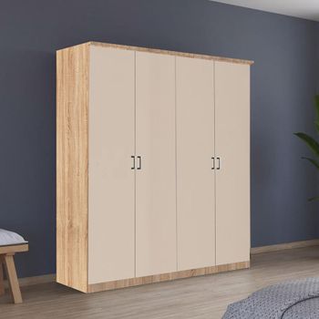 Celle Super Sonoma Oak and Champagne 181cm 4 Door Wardrobe