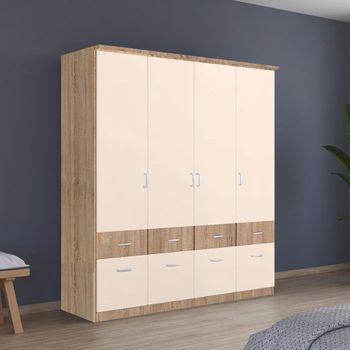 Celle Super Sonoma Oak and Champagne 181cm 4 Door Wardrobe with Drawer