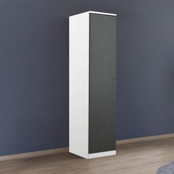 Celle Super Alpine White and Metallic Dark Grey 47cm 1 Door Lh Wardrobe