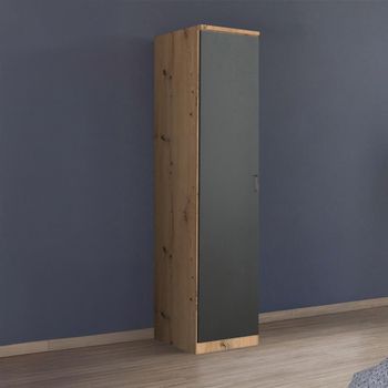 Celle Super Artisan Oak and Metallic Dark Grey 47cm 1 Door Lh Wardrobe