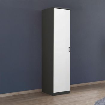 Celle Super Metallic Dark Grey and Alpine White 47cm 1 Door Lh Wardrobe