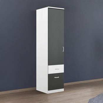 Celle Super Alpine White and Metallic Dark Grey 47cm 1 Door 2 Drawer Lh Wardrobe
