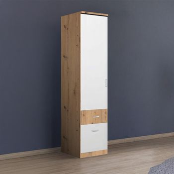 Celle Super Artisan Oak and Alpine White 47cm 1 Door 2 Drawer Lh Wardrobe