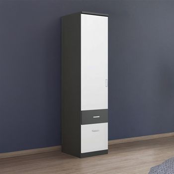 Celle Super Metallic Dark Grey and Alpine White 47cm 1 Door 2 Drawer Lh Wardrobe