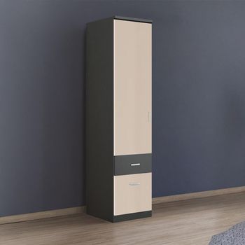 Celle Super Metallic Dark Grey and Champagne 47cm 1 Door 2 Drawer Lh Wardrobe