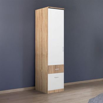 Celle Super Sonoma Oak and Alpine White 47cm 1 Door 2 Drawer Lh Wardrobe