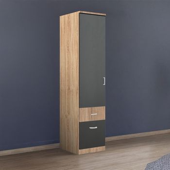Celle Super Sonoma Oak and Metallic Dark Grey 47cm 1 Door 2 Drawer Lh Wardrobe