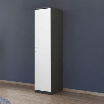 Celle Super Metallic Dark Grey and Alpine White 47cm 1 Door Rh Wardrobe