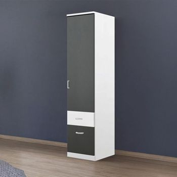 Celle Super Alpine White and Metallic Dark Grey 47cm 1 Door 2 Drawer Rh Wardrobe